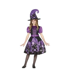 New Disfraz de Bruja Morada con vestido estampado para niña Disfraces Infantiles|Disfraces Halloween Niña