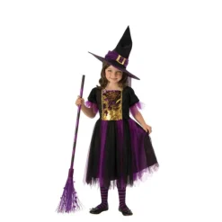 Disfrazzes Disfraces Infantiles|Disfraces Halloween Niña^Disfraz de Bruja Morada y Negra para niña