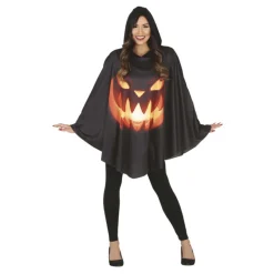 Mujer Disfrazzes Disfraces Mujer|Disfraces Halloween Mujer^Disfraz de Calabaza en Poncho Negro para mujer