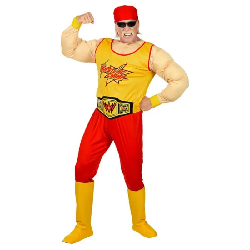 Hombre Disfrazzes Disfraces Hombre|Disfraces Series^Disfraz de Campeón W Amarillo y Rojo con Bandana para Hombre