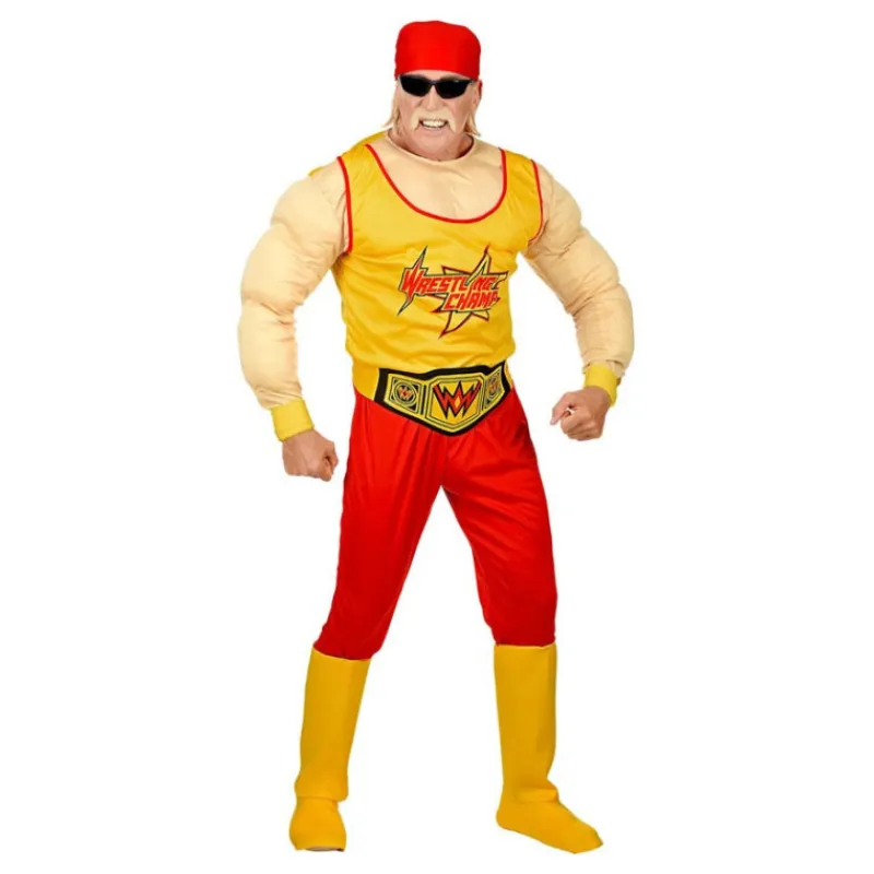 Hombre Disfrazzes Disfraces Hombre|Disfraces Series^Disfraz de Campeón W Amarillo y Rojo con Bandana para Hombre