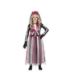 Disfrazzes Disfraces Infantiles|Disfraces Halloween Niña^Disfraz de Catrina con Falda Rosas en Tul para niña