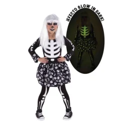 Hot Disfraz de Esqueleto con Brillo en la Oscuridad para niña Disfraces Infantiles|Disfraces Halloween Niña