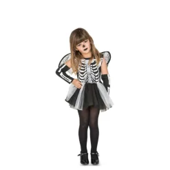 Disfraz de Esqueleto Gris y negro para niña y bebé Disfraces Infantiles|Disfraces Halloween Bebés