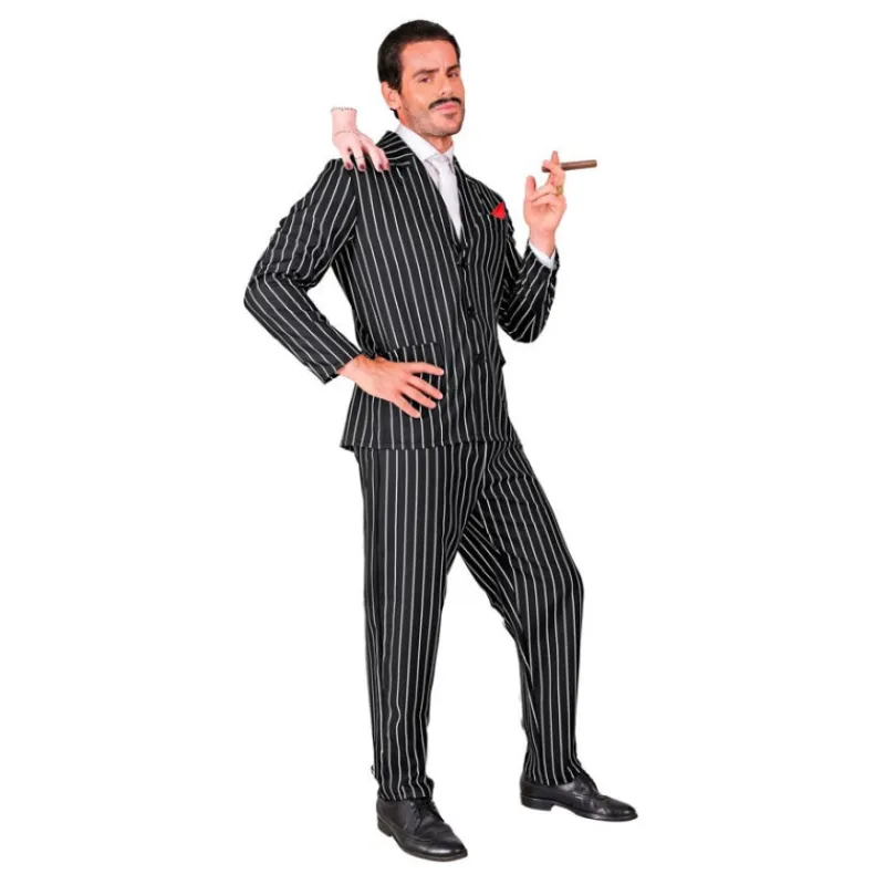 Hombre Disfrazzes Disfraces Hombre^Disfraz de Gángster Negro y Blanco a Rayas para Hombre