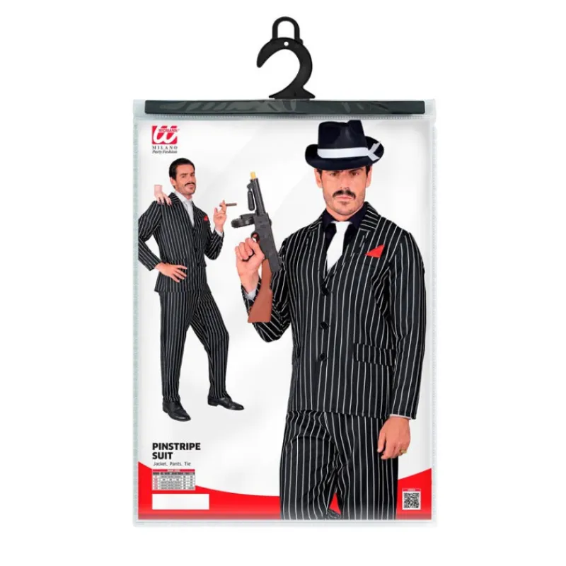 Hombre Disfrazzes Disfraces Hombre^Disfraz de Gángster Negro y Blanco a Rayas para Hombre