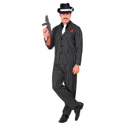 Hombre Disfrazzes Disfraces Hombre^Disfraz de Gángster Negro y Blanco a Rayas para Hombre