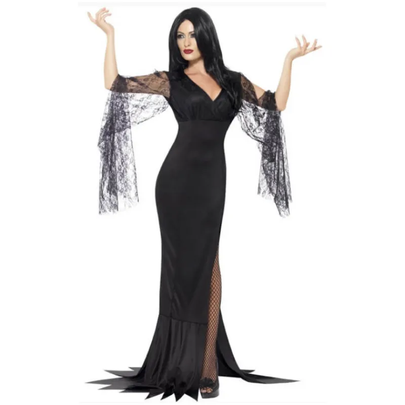 Mujer Disfrazzes Disfraces Mujer^Disfraz de Morticia Addams con puntilla