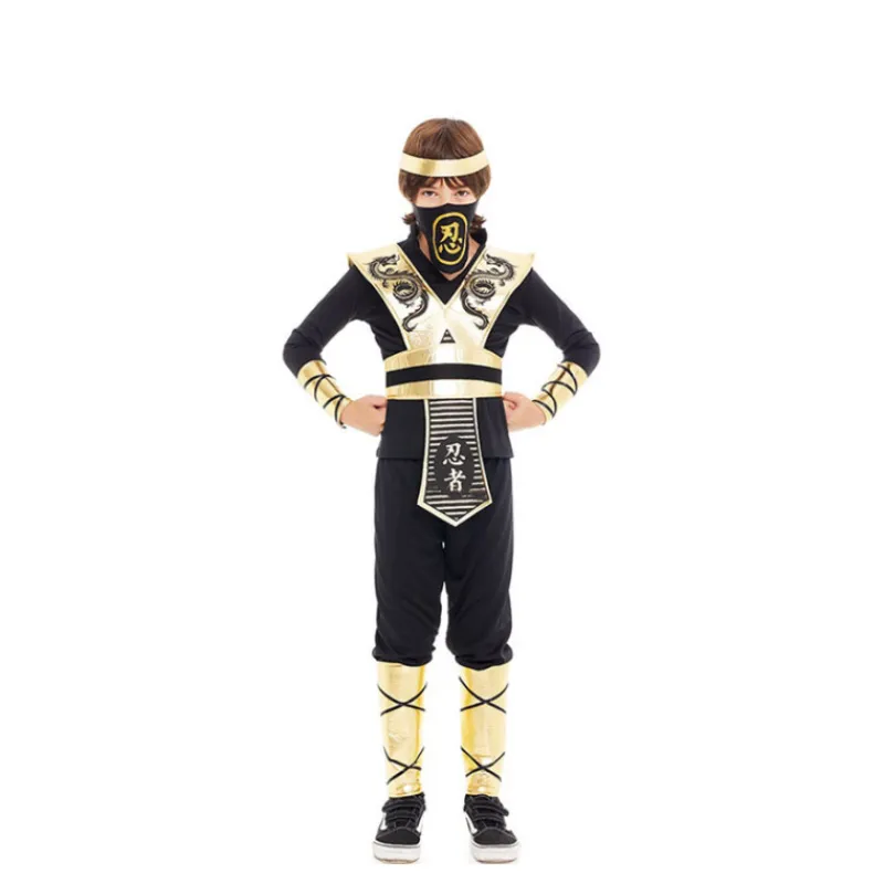 Hot Disfraz de Ninja Kombat Serpiente Negro y Dorado para Niños Disfraces Infantiles|Disfraces Videojuegos