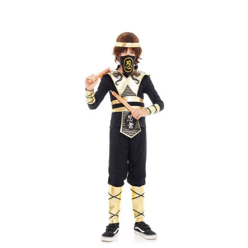 Hot Disfraz de Ninja Kombat Serpiente Negro y Dorado para Niños Disfraces Infantiles|Disfraces Videojuegos