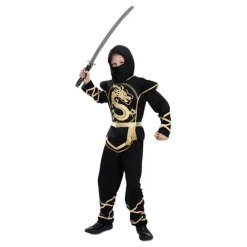 Disfrazzes Disfraces Infantiles^Disfraz de Ninja Negro y Dorado para niño