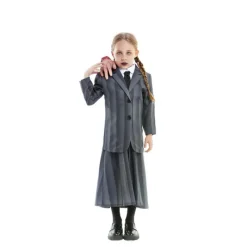 Disfrazzes Disfraces Infantiles^Disfraz de Uniforme Rayas Miércoles para Niña y Adolescente
