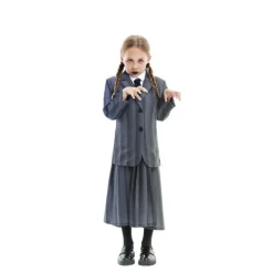 Disfrazzes Disfraces Infantiles^Disfraz de Uniforme Rayas Miércoles para Niña y Adolescente