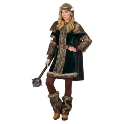 Outlet Disfraz de Vikinga Verde para mujer Mujer Disfraces Mujer|Disfraces Medievales Y Vikingos