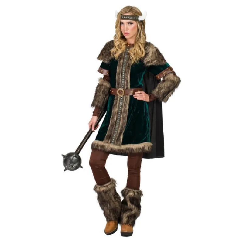 Outlet Disfraz de Vikinga Verde para mujer Mujer Disfraces Mujer|Disfraces Medievales Y Vikingos
