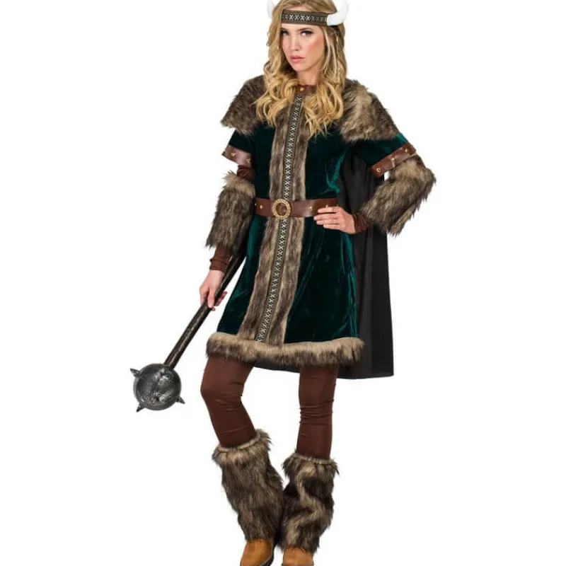 Outlet Disfraz de Vikinga Verde para mujer Mujer Disfraces Mujer|Disfraces Medievales Y Vikingos