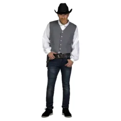 Disfrazzes Prendas Accesorias Para Disfraces^Disfraz o Chaleco Gris de Vaquero para hombre