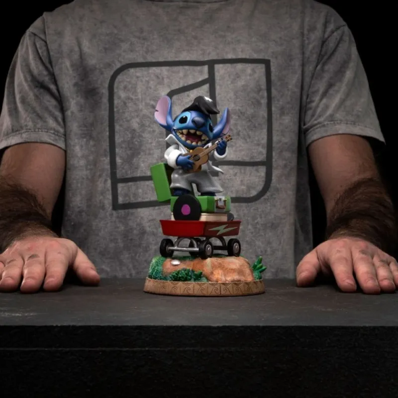 Iron Studios Películas Y Personajes De Disney ·Lilo Y Stitch|Figuras Disney De Colección ^Estatua Stitch King of Rock 1/10 17 cm