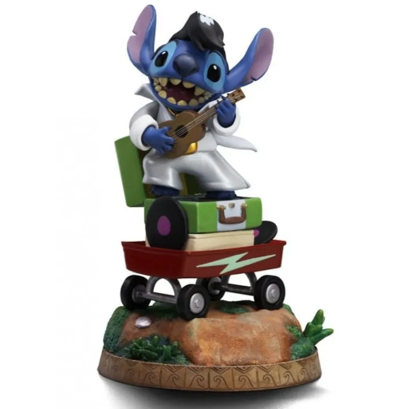 Iron Studios Películas Y Personajes De Disney ·Lilo Y Stitch|Figuras Disney De Colección ^Estatua Stitch King of Rock 1/10 17 cm