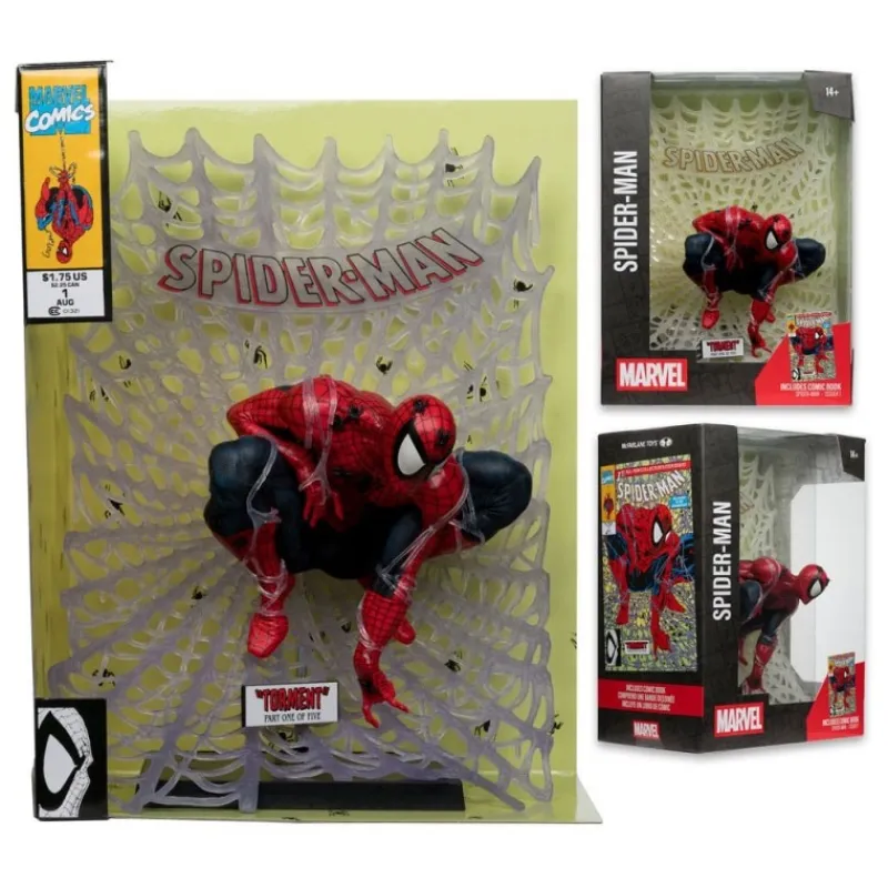 McFarlane Toys Superhéroes Marvel|Funko Marvel^Estatua Marvel Spider-Man PVC 1/6 con Diorama y Cómic 28 cm