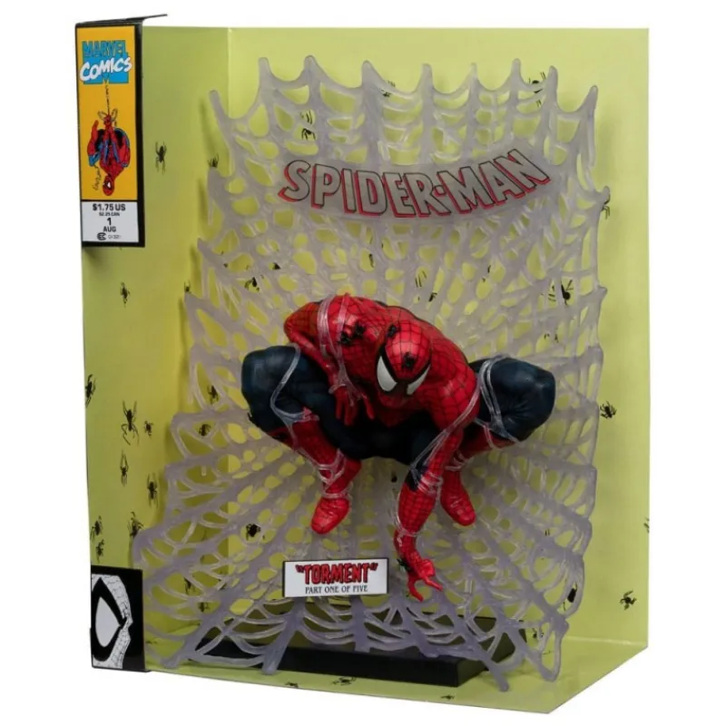 McFarlane Toys Superhéroes Marvel|Funko Marvel^Estatua Marvel Spider-Man PVC 1/6 con Diorama y Cómic 28 cm