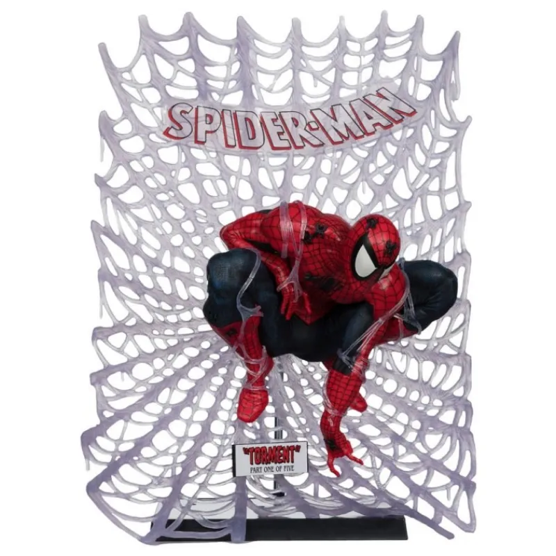 McFarlane Toys Superhéroes Marvel|Funko Marvel^Estatua Marvel Spider-Man PVC 1/6 con Diorama y Cómic 28 cm