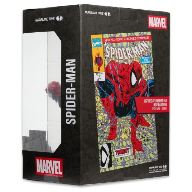McFarlane Toys Superhéroes Marvel|Funko Marvel^Estatua Marvel Spider-Man PVC 1/6 con Diorama y Cómic 28 cm