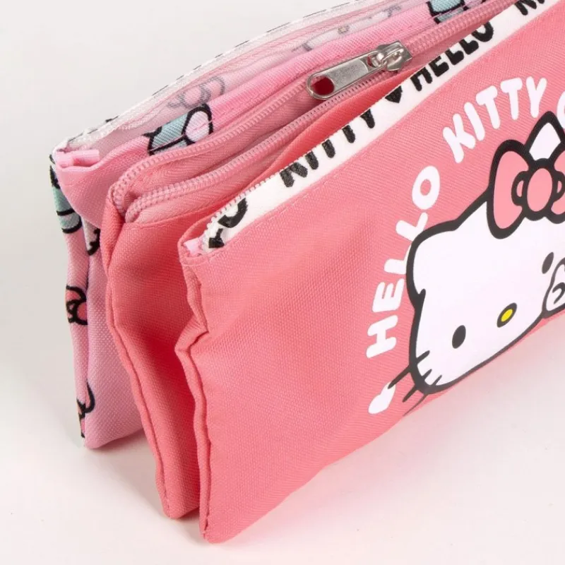 Cerdá Kids Para El Cole^Estuche portatodo 3 compartimentos Hello Kitty poliéster rosa