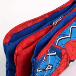 Outlet Estuche Portatodo 3 Compartimentos Spiderman Azul 100% Poliéster Niños Marvel Y Dc Para Niños|Para El Cole