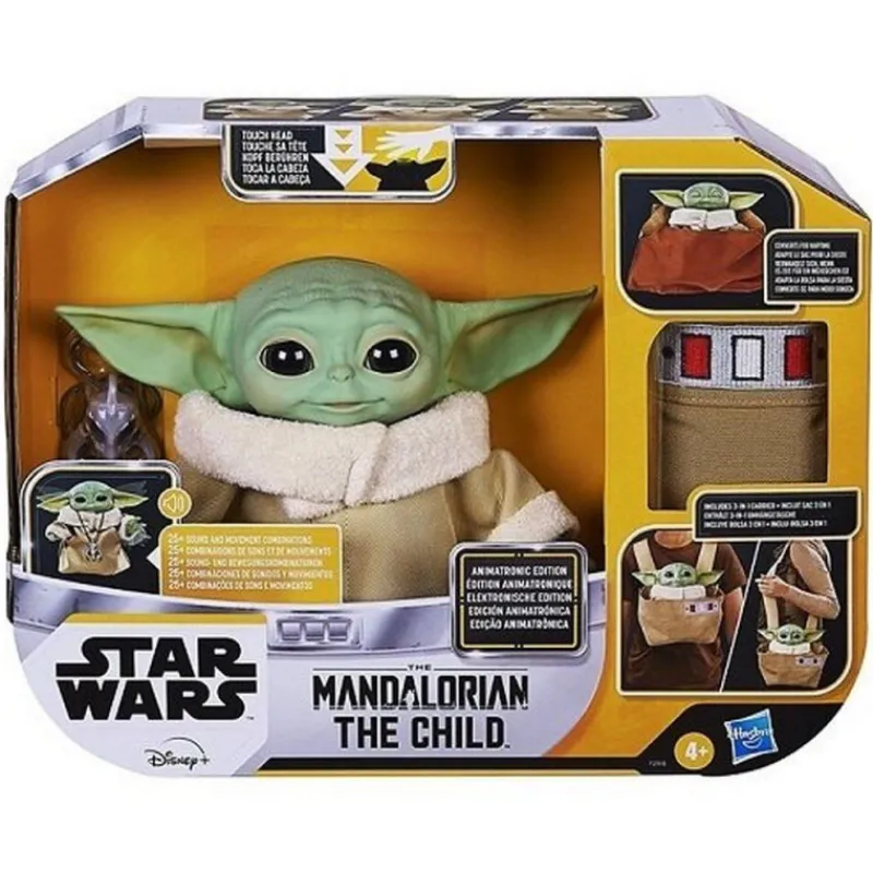 Hasbro The Mandalorian|Regalos Star Wars Por Personaje ^Figura Baby Yoda Grogu Animatrónico con Bolsa