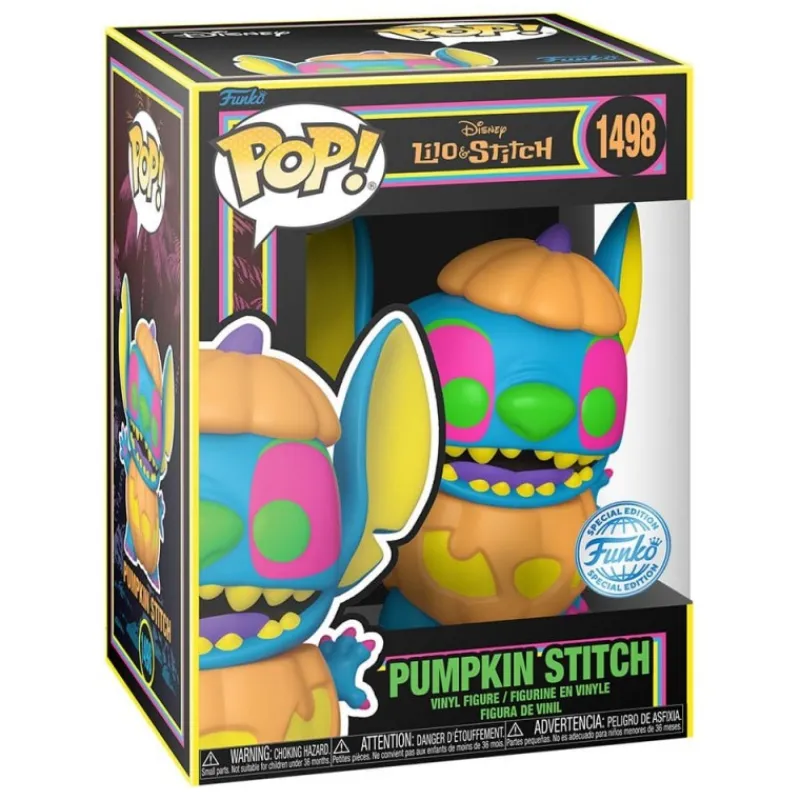 Funko Películas Y Personajes De Disney ·Lilo Y Stitch|Funko Pop Disney^Figura POP! Disney Vinyl Blacklight Pumpkin Stitch 9 cm