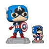 Funko Superhéroes Marvel|Funko Marvel^Figura POP! Vinyl Capitán América con pin 9 cm