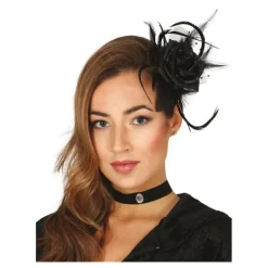 Flor Negra para Pelo con Clip Complementos Para Disfraces|Accesorios Halloween Y Terror