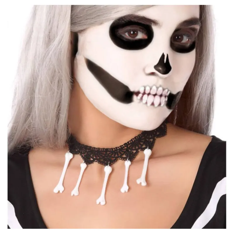 Online Gargantilla con Encaje y Huesos Complementos Para Disfraces|Accesorios Halloween Y Terror