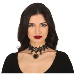 Disfrazzes Complementos Para Disfraces|Accesorios Halloween Y Terror ^Gargantilla con Piedra Negra y Arañas