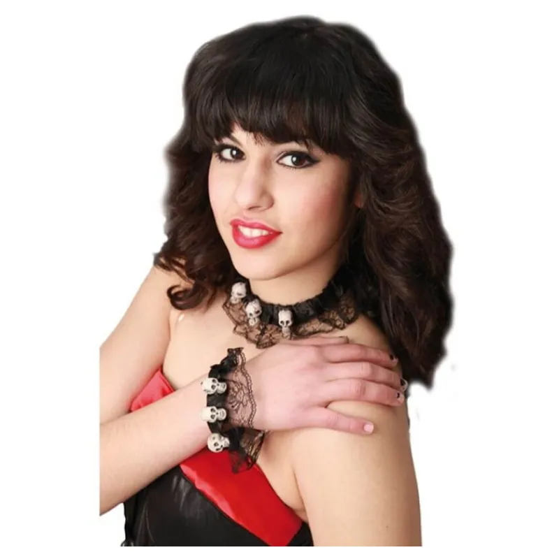 Disfrazzes Complementos Para Disfraces|Accesorios Halloween Y Terror ^Gargantilla y Brazalete con Calaveras