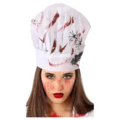 Disfrazzes Sombreros Y Cascos Para Disfraces |Accesorios Halloween Y Terror ^Gorro de Cocinero con Sangre de 11x11 cm