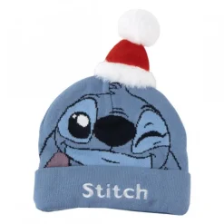 Niños Cerdá Kids Disney Para Niños|Disney Para Niñas^Gorro de Punto Navidad Stitch Azul 100% Acrílico