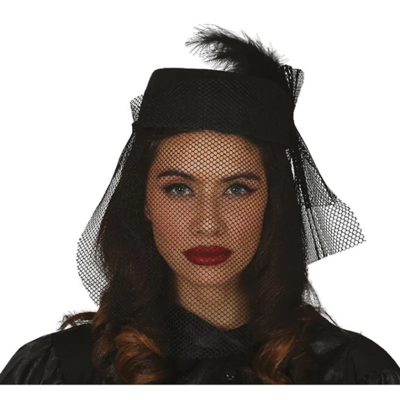 Best Gorro y Velo de Viuda Negro Sombreros Y Cascos Para Disfraces |Accesorios Halloween Y Terror