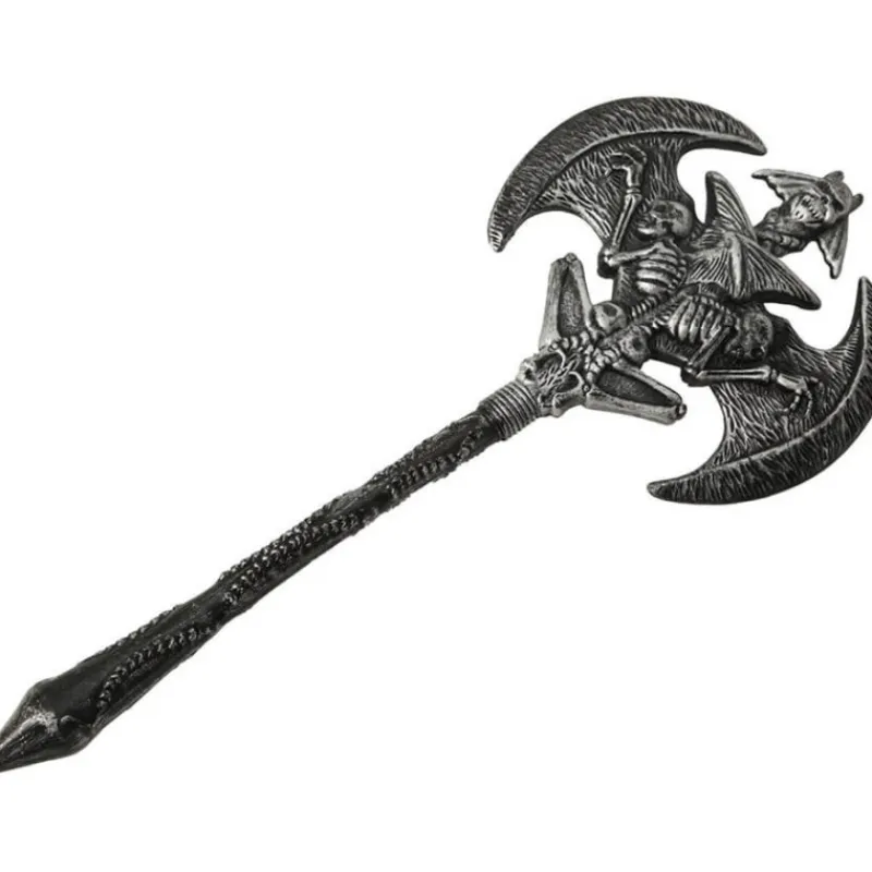 Disfrazzes Armas, Espadas Y Escudos Disfraces|Accesorios Halloween Y Terror ^Hacha doble con esqueletos 50 cm