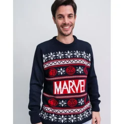 Cerdá Adult Moda Marvel^Jersey de Navidad Marvel logo