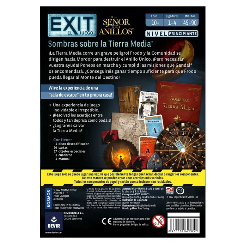 Devir Figuras El Señor De Los Anillos ^Juego de Mesa Exit: Sombras sobre la Tierra Media -