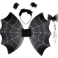 Disfrazzes Accesorios Halloween Y Terror ^Kit de Araña Infantil: Tiara, Varita y Alas de 47x39 cm