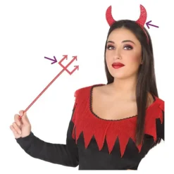 Disfrazzes Accesorios Halloween Y Terror ^Kit de Diablesa: Diadema y Tridente