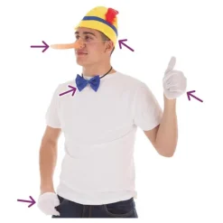 Disfrazzes Sombreros Y Cascos Para Disfraces ^Kit de Muñeco de Madera: Gorro, Nariz, Pajarita y Guantes