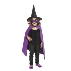 Disfrazzes Sombreros Y Cascos Para Disfraces |Accesorios Halloween Y Terror ^Kit Superheroína Bruja Infantil: Capa, Antifaz y Sombrero