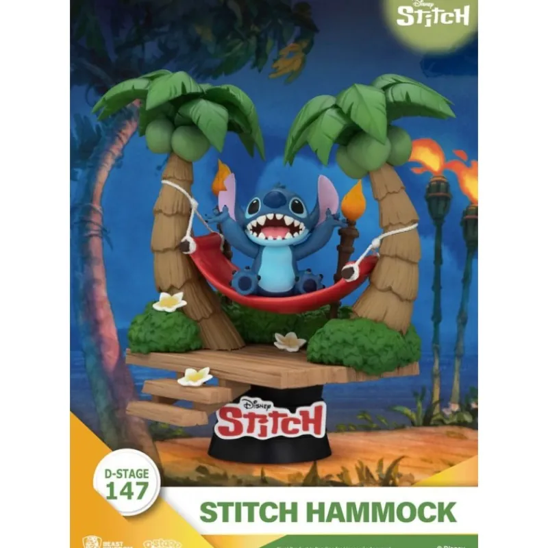 Beast Kingdom Películas Y Personajes De Disney ·Lilo Y Stitch|Figuras Disney De Colección ^Lilo & Stitch Diorama PVC D-Stage Stitch Hammock 13 cm