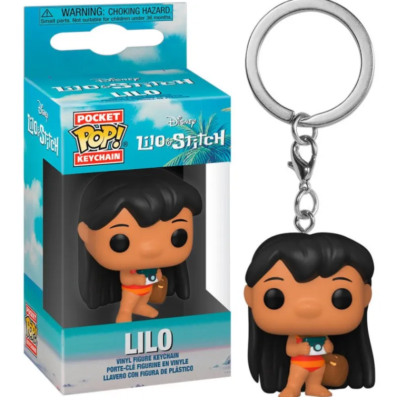 Funko Más Regalos De Disney|Películas Y Personajes De Disney ·Lilo Y Stitch^Llavero mini Pop! Lilo con cámara Lilo y Stitch