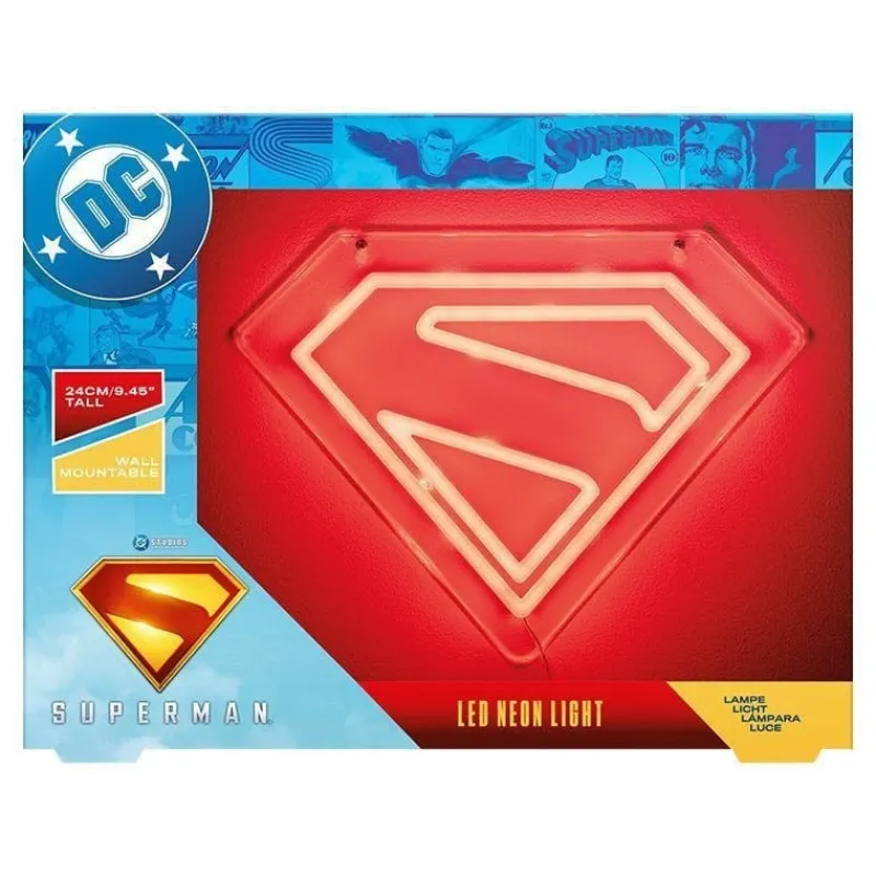 Paladone Products Regalos De Superhéroes Dc|Dc Hogar^Lámpara de pared LED Superman Neon DC Comics