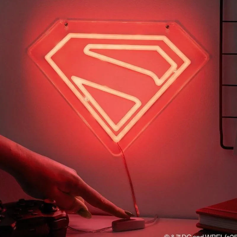 Paladone Products Regalos De Superhéroes Dc|Dc Hogar^Lámpara de pared LED Superman Neon DC Comics